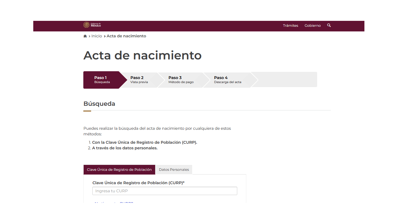 ¿Cómo solicitar la corrección del acta de nacimiento por internet?