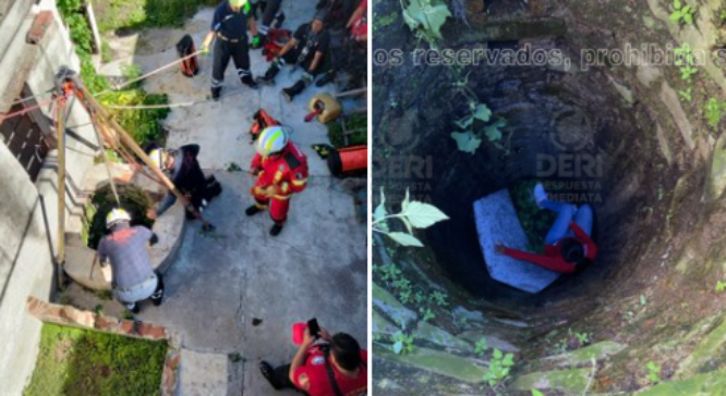 Persona cae a pozo de 10 metros en San Baltazar Campeche en Puebla