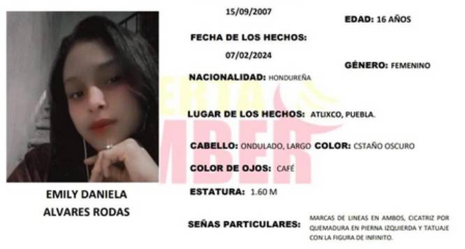 Activan Alerta Amber para localizar a Emily; desapareció en Atlixco