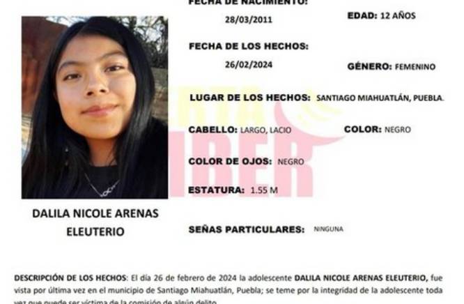 Activar Alerta Amber para localizar a Dalila; desapareció en Miahuatlán