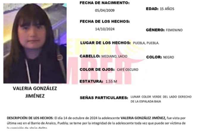 Valeria de 15 años desapareció en el Barrio de Analco