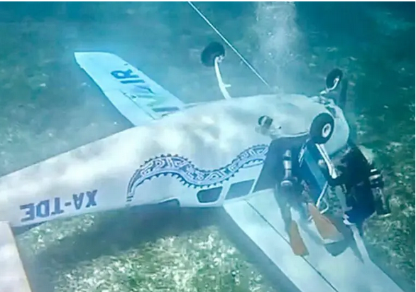 VIDEO Avioneta se desploma frene a la isla de Cozumel