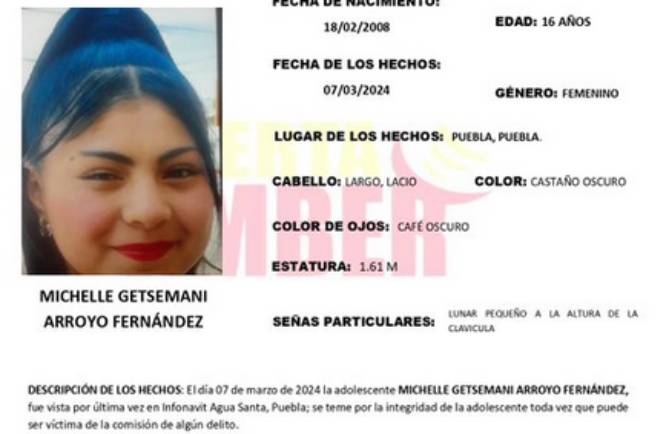 Activan Alerta Amber por Michelle; desapareció en Agua Santa
