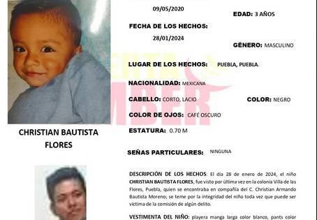 Activan Alerta Amber para encontrar a Christian de 3 años