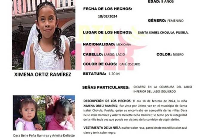 Activan Alerta Amber por Ximena, Dara y Arlette; desaparecieron en Santa Isabel Cholula
