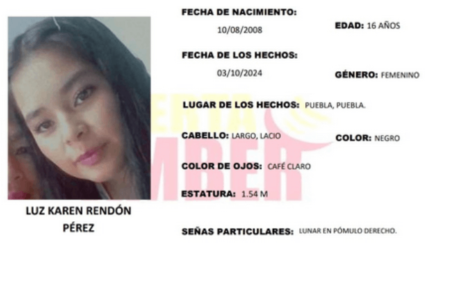 Luz Karen de 16 años desapareció en la colonia Buenos Aires en Puebla