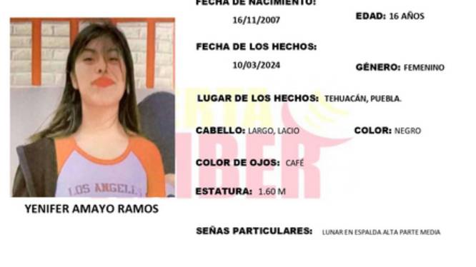Activan alerta Amber por Yenifer; desapareció en Tehuacán