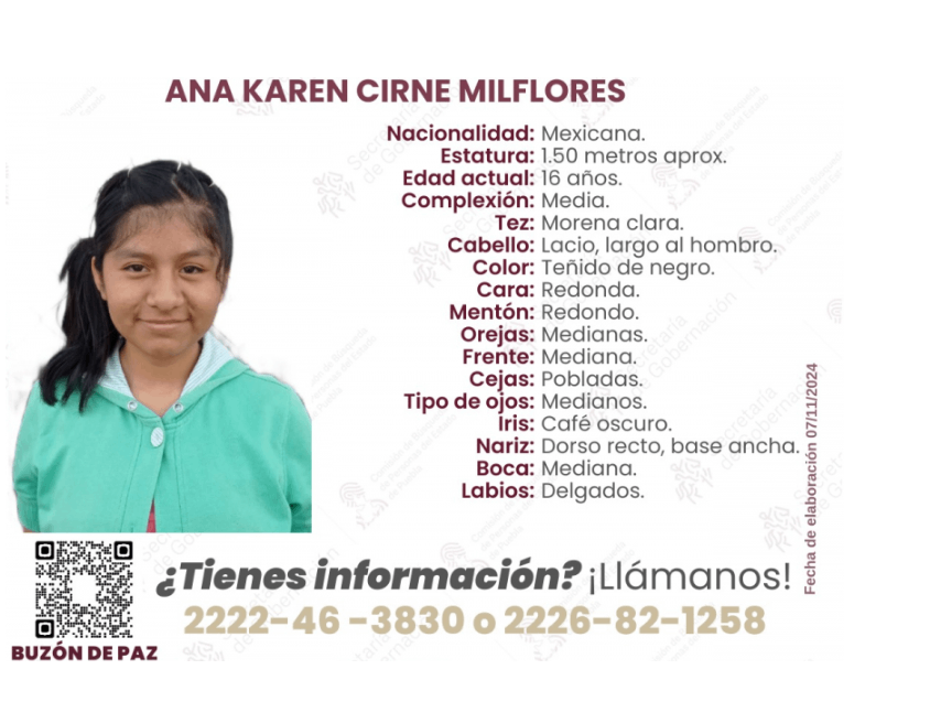 Ana fue a la escuela y ya no regresó a su casa en San Pedro Cholula