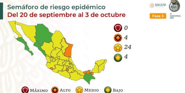 Puebla pasa a semáforo amarillo