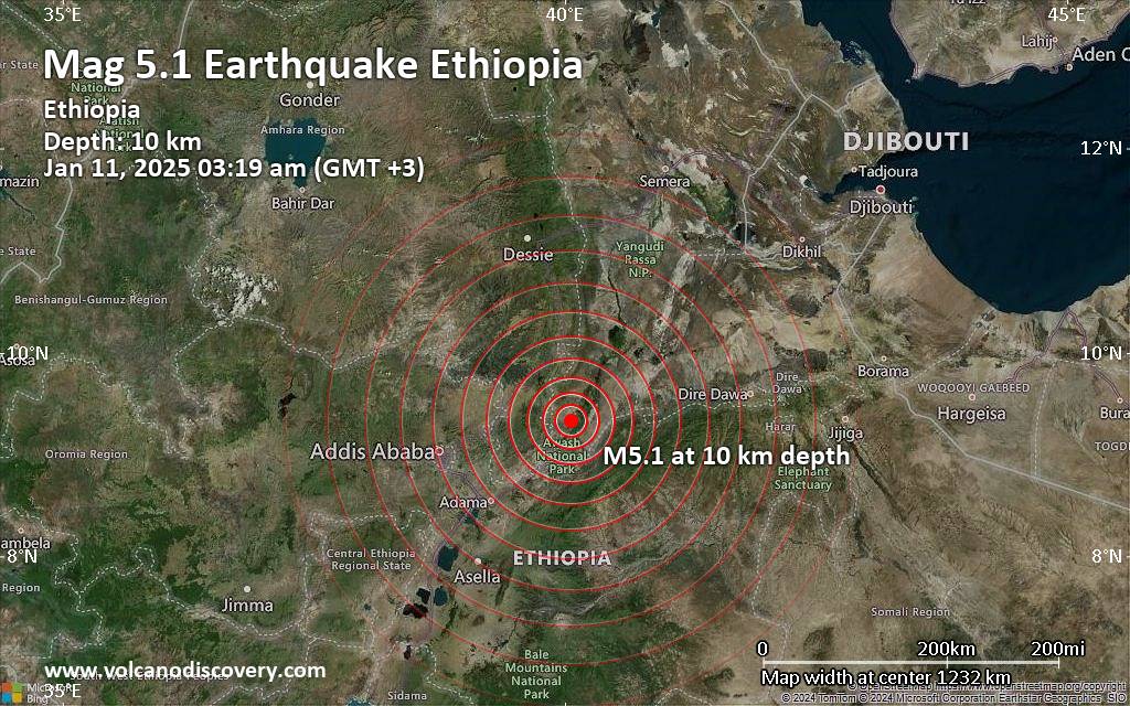 Sismo de 5.2 sacude Etiopía y alertan ante posible actividad volcánica en el valle del Rift