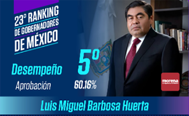 Barbosa se mantiene como el quinto gobernador mejor evaluado del país: C&E
