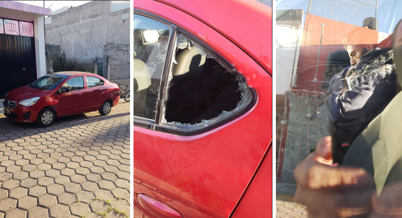Ladrón da cristalazo a auto y se duerme dentro del vehículo