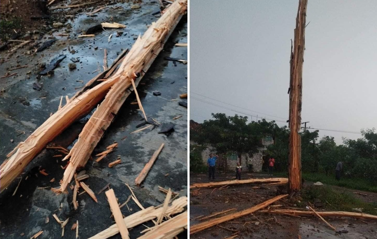 Rayo destruye palo de voladores en Olintla