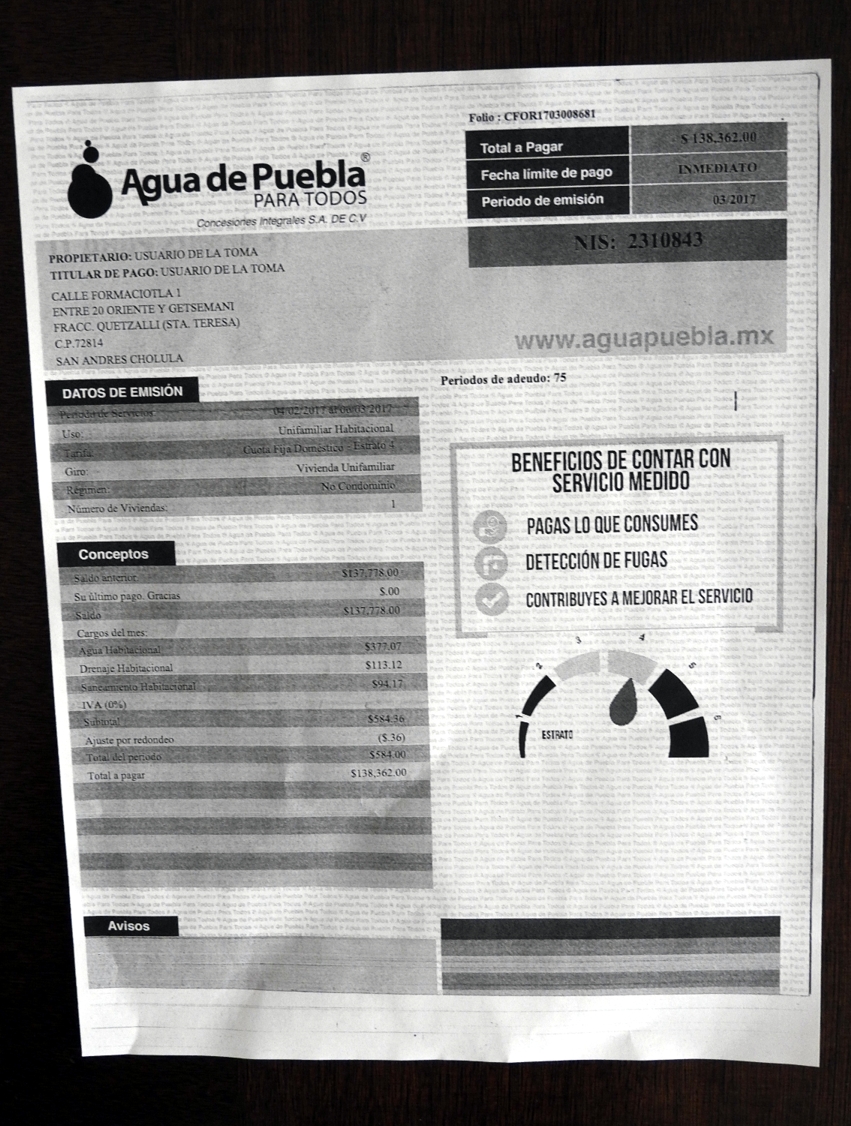 Denuncian que Agua de Puebla ya cobra el servicio en San Andrés