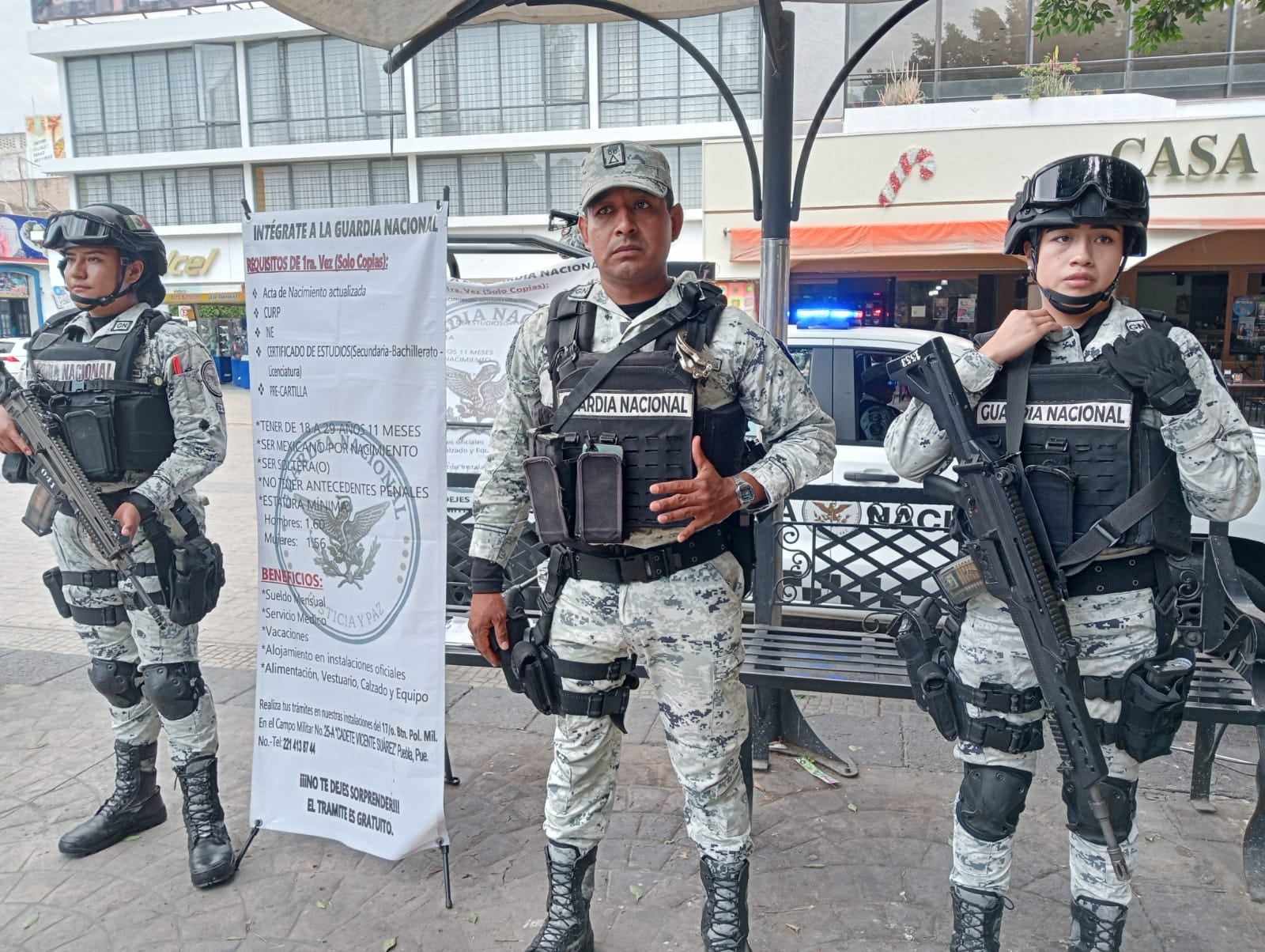 Guardia Nacional abre plazas de reclutamiento en Tehuacán