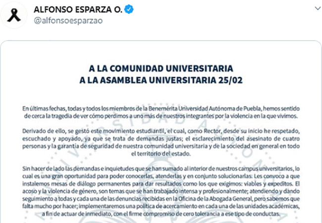 Convoca Esparza a estudiantes a levantar el paro y a dialogar