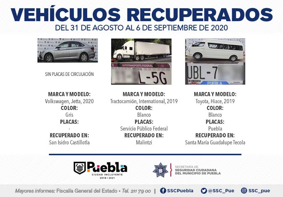 Recuperan 14 vehículos robados en la capital poblana