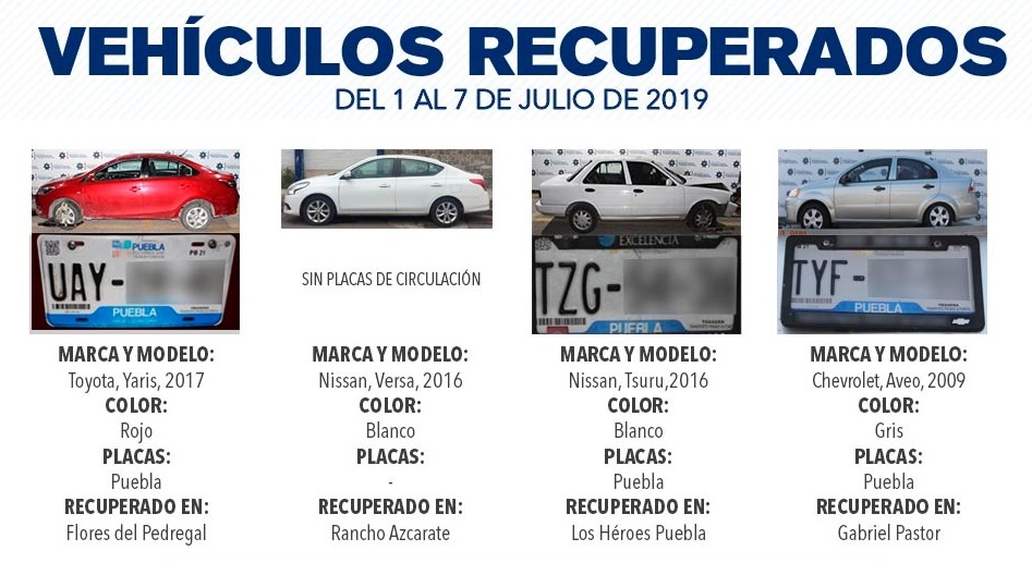 SSPTM recuperó siete unidades con reporte de robo