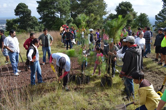 Encabeza edil de Cholula reforestación del Cerro Zapotecas
