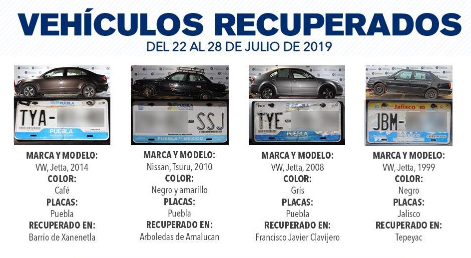Docena de vehículos recuperan en la capital poblana