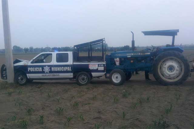 Aseguran policías de Huejotzingo a ladrón de tractor