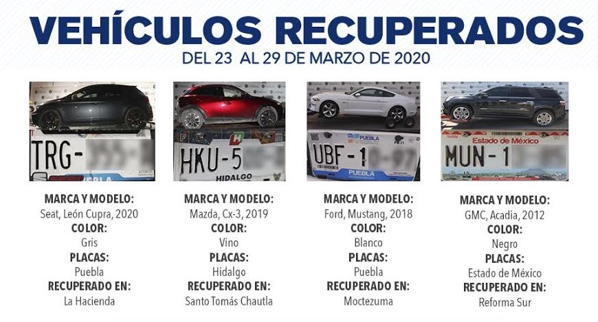 Recuperan siete vehículos con reporte de robo
