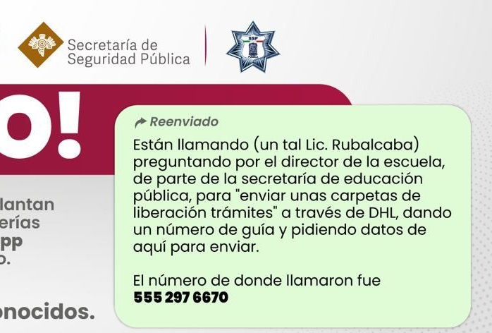 Alerta SSP por robo de cuentas de WhatsApp a maestros en Puebla