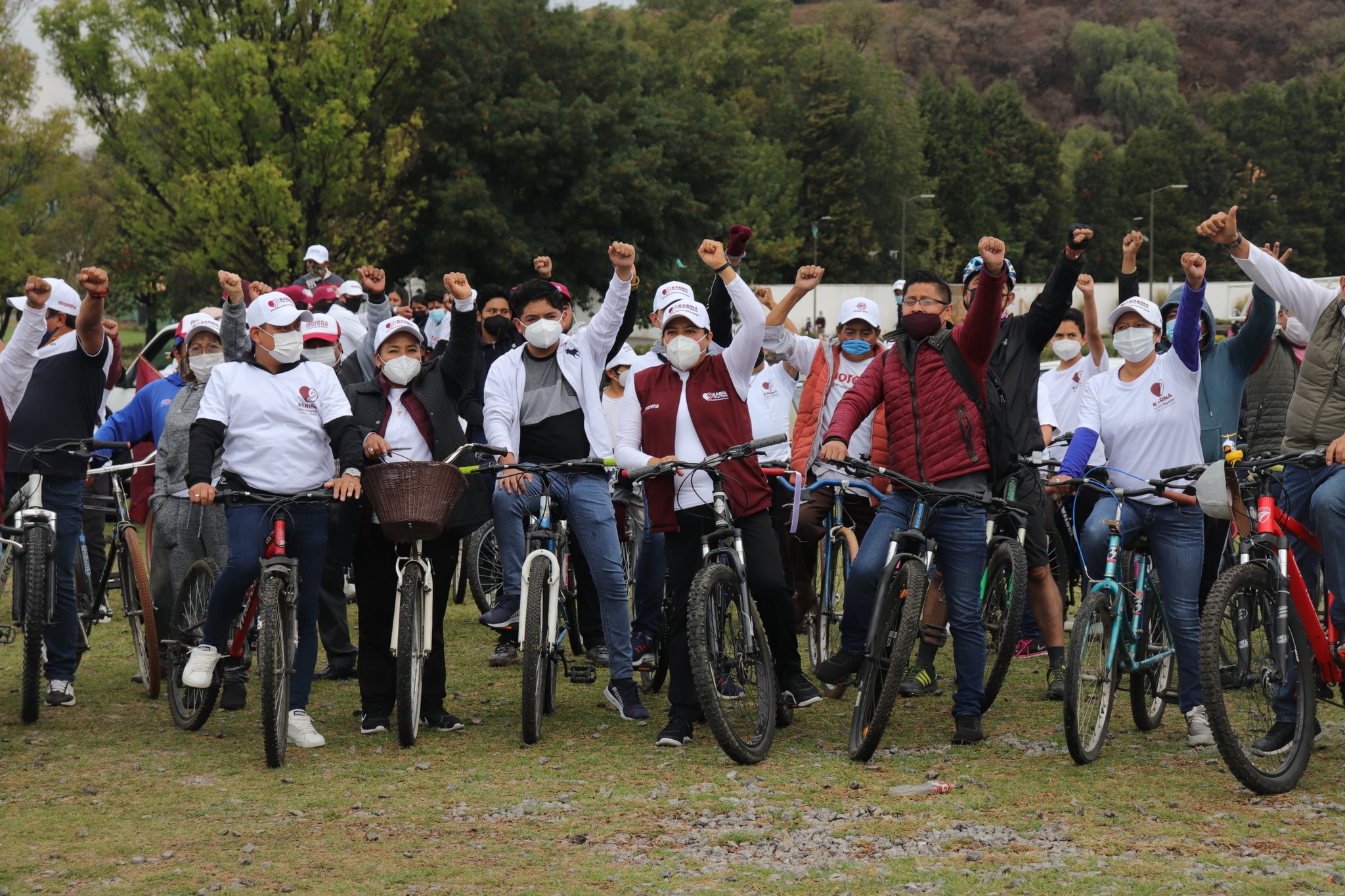 Karina Pérez Popoca realizó rodada en calles de San Andrés Cholula