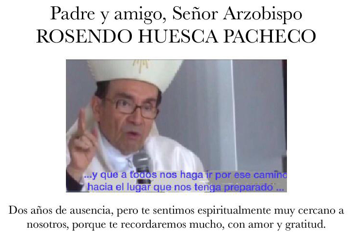 Segundo aniversario luctuoso del arzobispo Rosendo Huesca