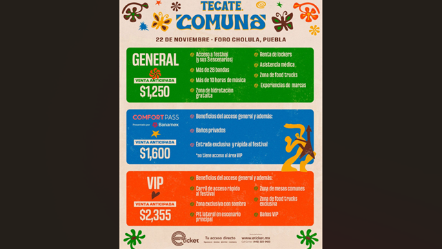 Este viernes empezará la venta de boletos para el Tecate Comuna, ¡Aquí los precios!