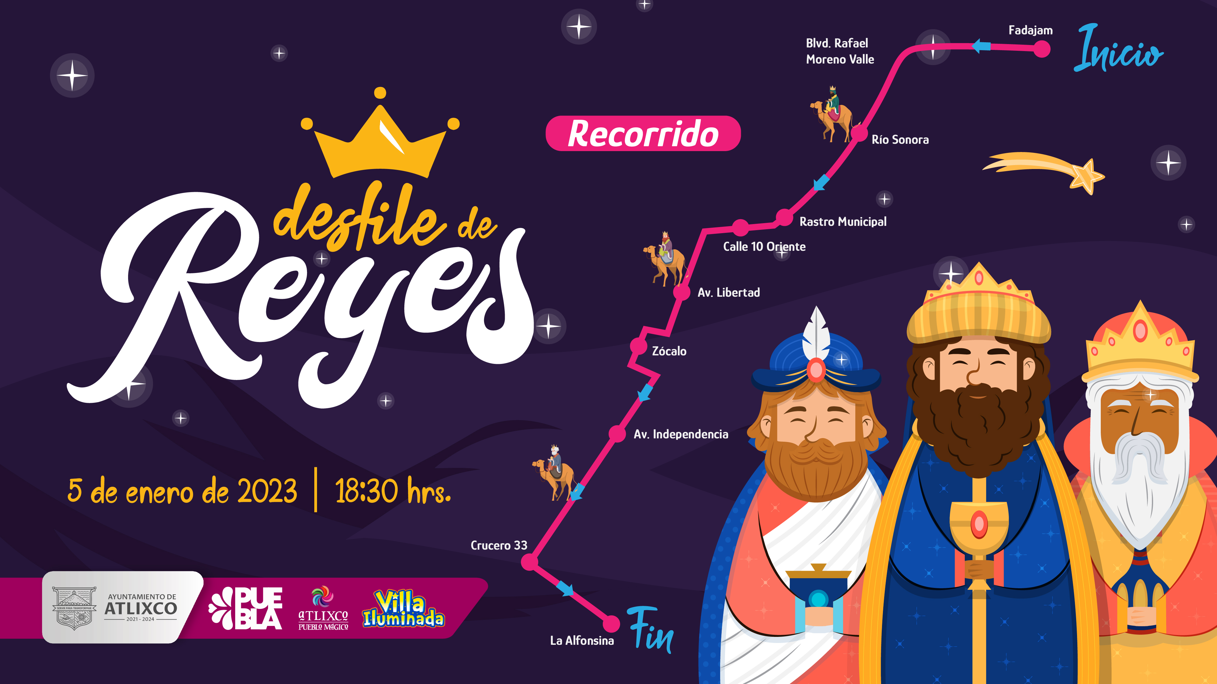 Esta será la ruta de los Reyes Magos en Atlixco el 5 de enero