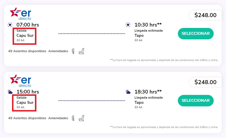 Ya puedes comprar en línea boletos para viajar desde la Capu Sur