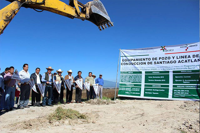 Invierte Tepeaca 2 mdp para agua potable en Santiago Acatlán