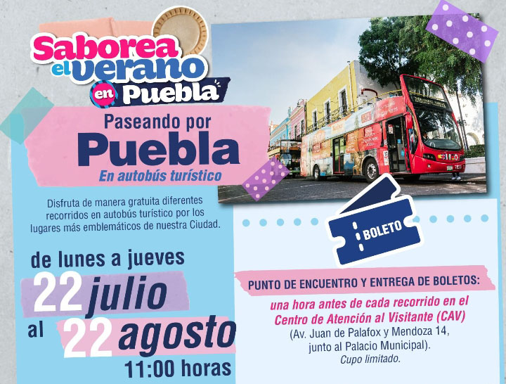 Ayuntamiento de Puebla invita a recorridos de autobuses turísticos por la capital