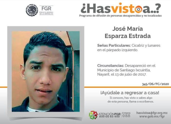 José María  Esparza ayuda a localizarlo en Nayarit