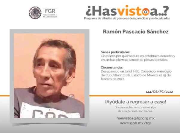 Se busca a Ramón Pascacio en el Estado de México