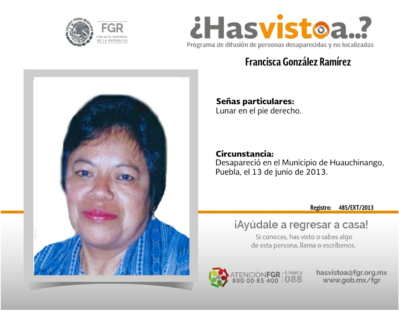 Buscan a Francisca González Ramírez