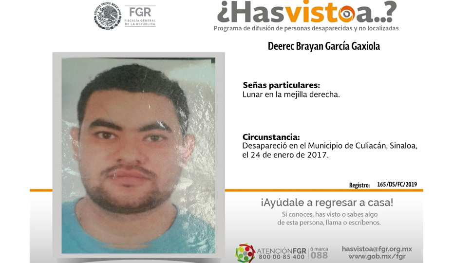 Deerec Brayan García Gaxiola se busca en Sinaloa