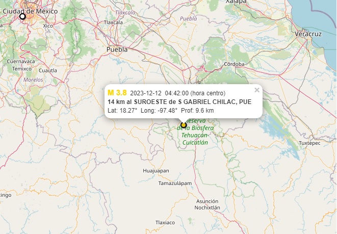 Sismo guadalupano sorprende de madrugada en San Gabriel Chilac