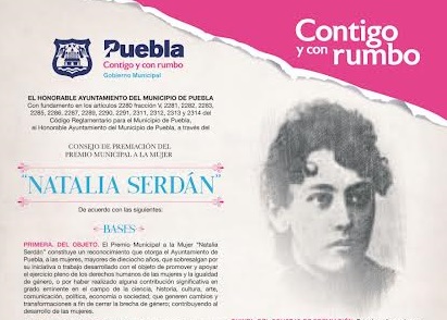 Ayuntamiento de Puebla convoca al premio Natalia Serdán