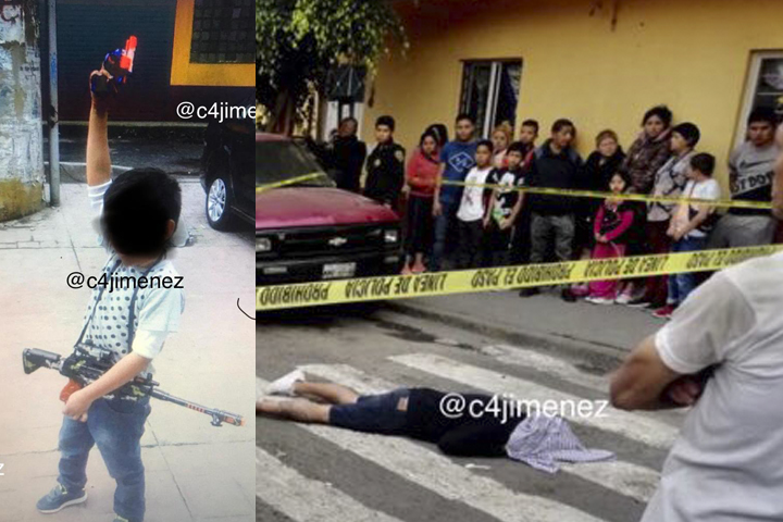 Sicario asesinado, presumía a su hijo de 8 años armado