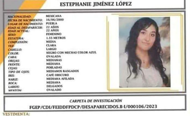 Estephanie de 22 años desapareció en la colonia El Porvenir
