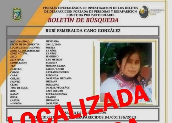 Localizan con vida a menor atlixquense de 13 años desaparecida