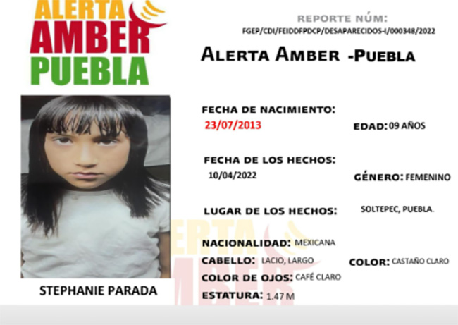 Localizan ilesa por Alerta Amber menor de 9 años en Soltepec