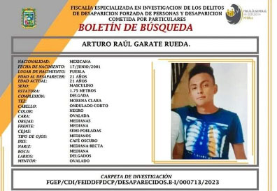 Arturo de 21 años desapareció en Villa Frontera en Puebla