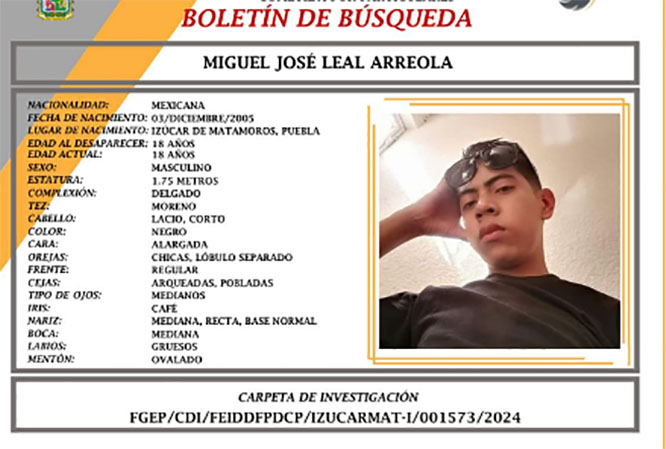 Buscan a joven desaparecido en Izúcar