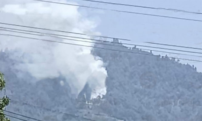 Se reactiva incendio forestal en Cerro de Tlalcoyunga en Huauchinango