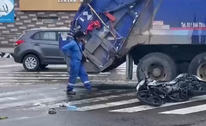 Camión de la basura embiste a motociclista en Valsequillo y Circunvalación