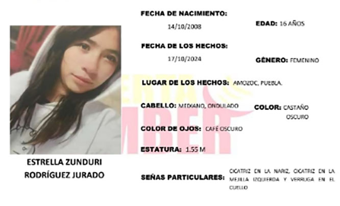 Estrella de 16 años desapareció en calles de Amozoc