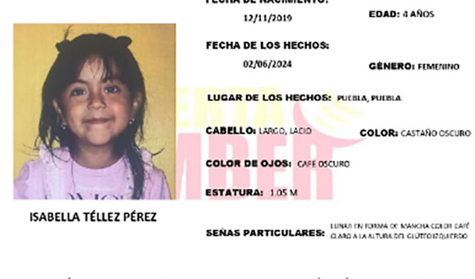 Isabella de 4 años desapareció en el Infonavit La Margarita: activan Alerta Amber